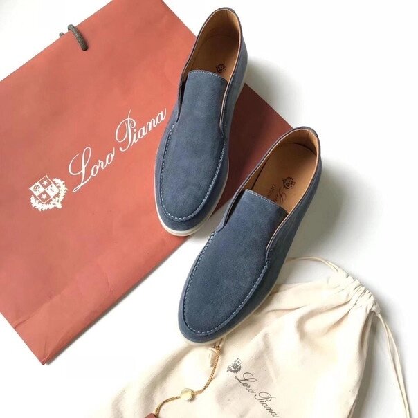Лоферы Loro Piana Summer Walk синие от компании Интернет Магазин брендовых сумок и обуви - фото 1