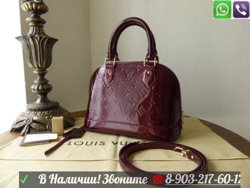 Louis Vuitton BB Сумка Alma Лаковая Луи Витон Клатч 17, 17.5, Бордовый от компании Интернет Магазин брендовых сумок и обуви - фото 1