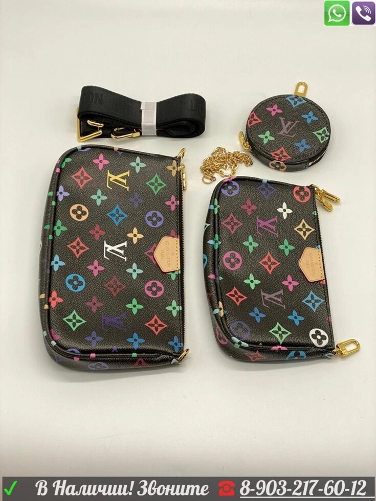 Louis Vuitton белый клатч с разноцветными буквами Черный от компании Интернет Магазин брендовых сумок и обуви - фото 1