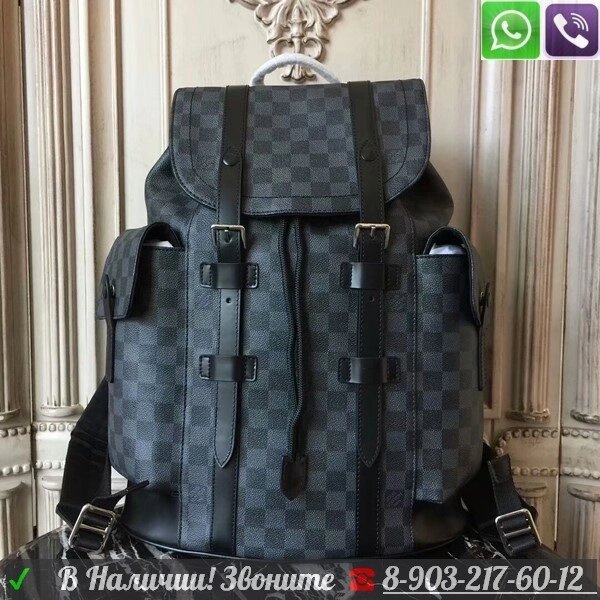 Louis Vuitton Christopher PM Damier Рюкзак LV Луи Виттон Серый Серый от компании Интернет Магазин брендовых сумок и обуви - фото 1