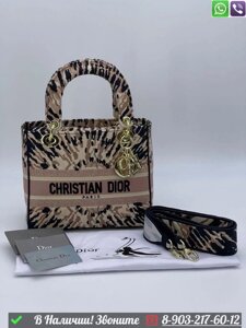 Маленькая сумка Dior Lady тканевая Пудровый