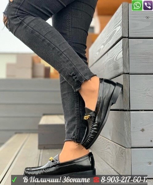 Мокасины Celine кожаные с цепочкой от компании Интернет Магазин брендовых сумок и обуви - фото 1