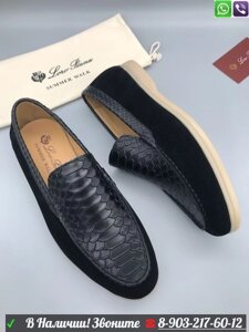 Мокасины Loro Piana Summer Walk Alligator черные