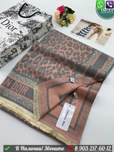 Палантин Dior с леопардовым принтом Пудровый