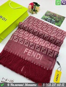 Палантин Fendi кашемировый с логотипом Синий