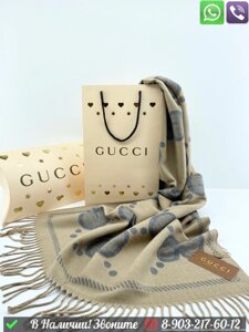 Палантин Gucci кашемировый с логотипом Коричневый