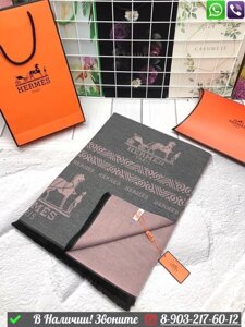 Палантин Hermes кашемировый с логотипом Синий