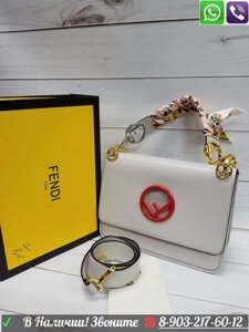 Сумка Fendi Kan F logo Клатч Фенди ручки с платками Белый