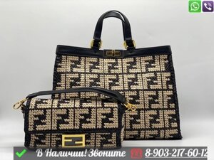 Сумка тоут Fendi Peekaboo X Tote из рафии