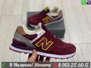 Кроссовки New Balance 574 с мехом Бордовый