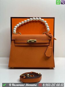 Сумка Hermes Kelly c бусинами Оранжевый