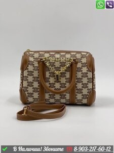 Сумка Celine Boston бежевая круглая