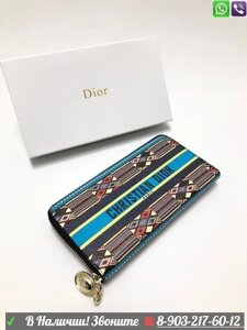 Кошелек Christian Dior с логотипом Голубой