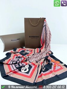 Платок Burberry шелковый с логотипом Красный