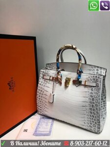 Сумка Hermes Birkin Крокодиловая Гермес Биркин Лаковая Белый