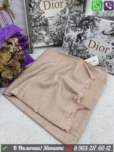 Платок Dior Oblique с бахромой Пудровый
