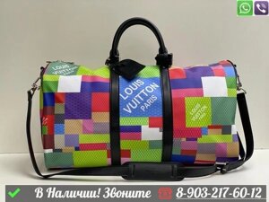 Дорожная сумка Louis Vuitton Keepall 50 с разноцветными квадратами