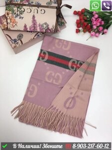 Шарф Gucci GG Supreme с кисточками Розовый