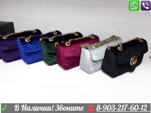 Велюровая сумка Gucci Marmont Бархатная GG Клатч