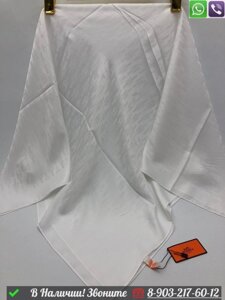 Платок Hermes шелковый с логотипом Белый
