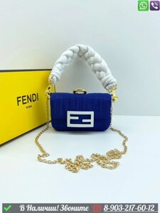 Клатч Fendi Baguette тканевый Синий