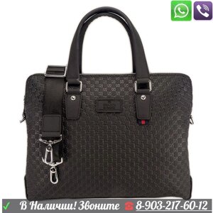 Черный Портфель Gucci Signature мужская сумка Gucci под документы ноутбук