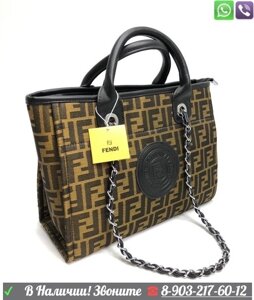 Сумка Fendi из холщовой ткани с узором FF Желтый