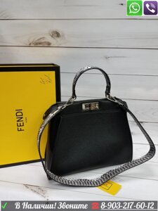 Сумка Fendi Peekaboo Хакки зеленая Фенди Пикабу питон крокодил Коричневый