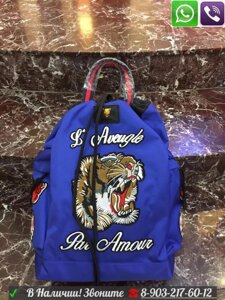 Сумка рюкзак Gucci Laveugle Par Amour тканевый с тигром Синий