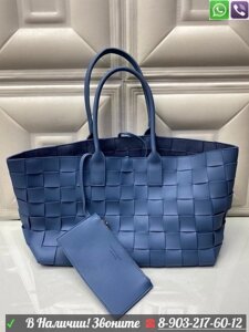 Большая сумка Bottega Veneta с кошельком Голубой
