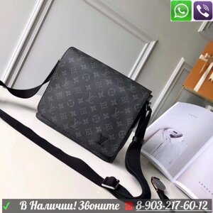 Сумка Louis vuitton District PM Monogram Eclipse Серая Луи Витон через плечо