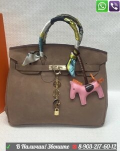 Hermes Birkin Черная Сумка Замшевая