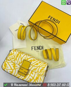 Сумка Fendi Baguette тканевая желтая