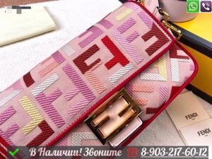 Сумка Fendi Baguette тканевая розовая