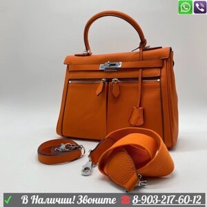 Сумка Hermes Kelly с карманами и двумя ремнями