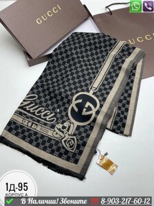 Шарф Gucci шерстяной с логотипом Бежевый
