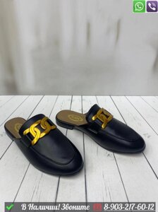 Мюли Tod's кожаные туфли с открытой пяткой Черный