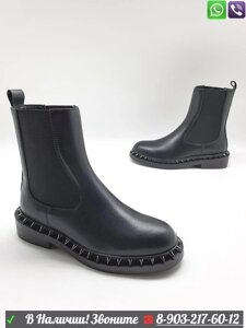 Ботинки Valentino кожаные черные