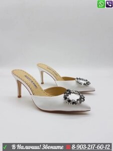 Мюли Manolo Blahnik Hangisi с пряжкой Белый