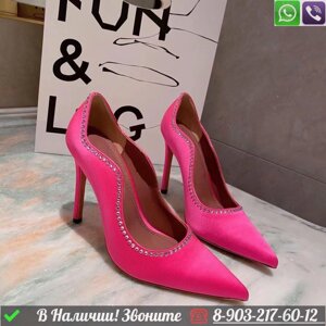 Туфли Amina Muaddi Romy Pump тканевые розовые
