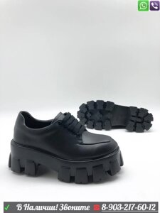 Ботинки Prada Прада черные на высокой подошве