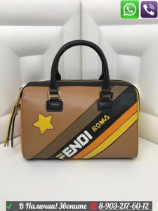 Сумка Fendi Roma Фенди с широким ремнем Коричневый