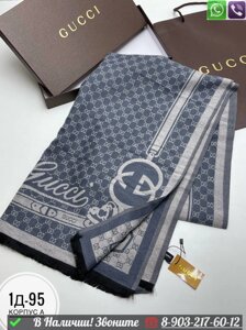 Шарф Gucci шерстяной с логотипом Серый