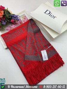 Палантин Dior Oblique с бахрамой Красный