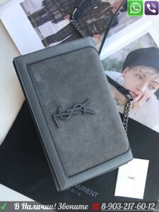 Замшевая сумка YSL Book Клатч Yves Saint Laurent Серый