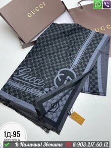 Шарф Gucci шерстяной с логотипом Синий