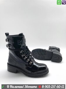 Ботинки Balmain черные высокие на шнуровке