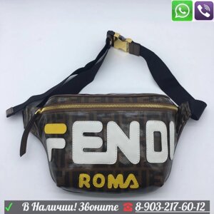 Сумка на пояс Fendi Fila Logo поясная с логотипами Фенди Оранжевый