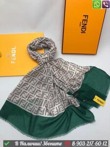 Палантин Fendi кашемировый с логотипом Зеленый