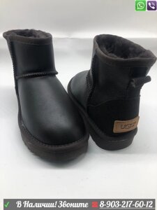 Угги замшевыеи UGG CLASSIC MINI Bomber с пропиткой женские Коричневый Черный